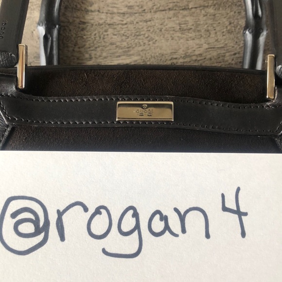 💯Gucci Suede Bamboo Top Handle Bag - Picture 5 of 16